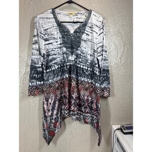 Live and Let Live Womens Tunic Knit Top 3/4 Sleeve Shirt Size Medium